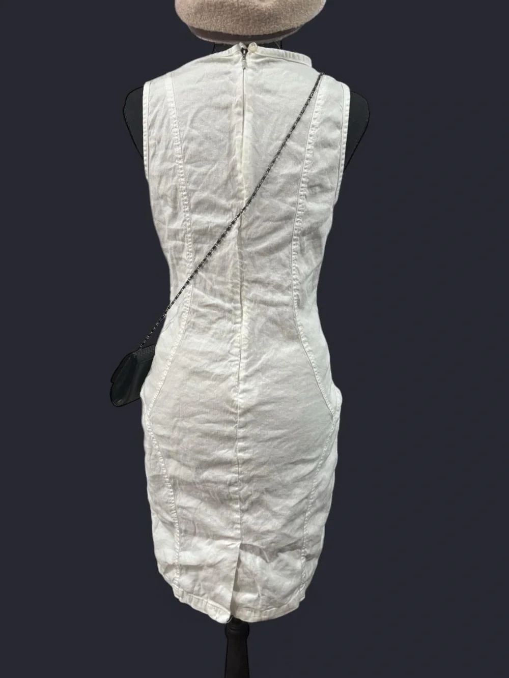 Sleeveless White V-Neck Midi Dress by - Picture 3 of 5